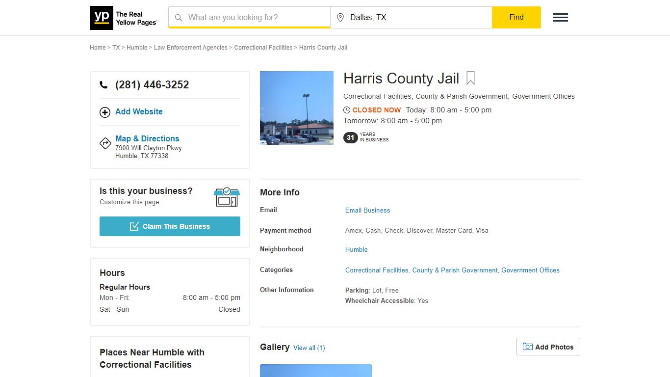 Harris County Jail 7900 Will Clayton Pkwy, Humble, TX 77338 - YP.com